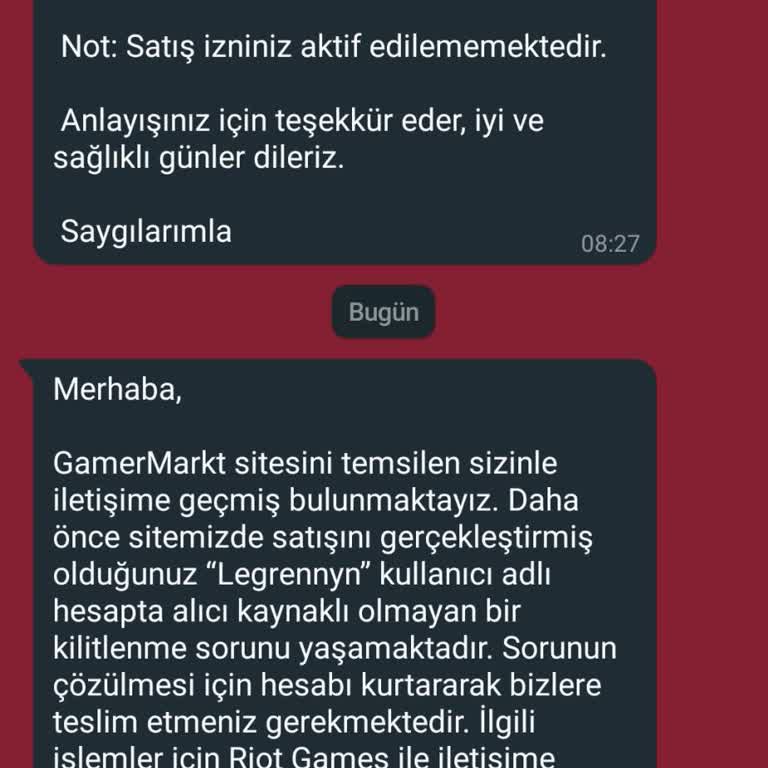 GamerMarkt Sürekli Hesabi Geri Alma