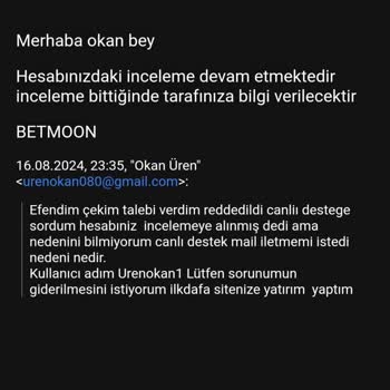Betmoon Sitesi 6 Gündür Sebepsiz Yere Paramı Göndermiyor