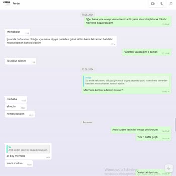 Perde.com Bir Aydır Benim Ürünümü Tamir Etmiyor
