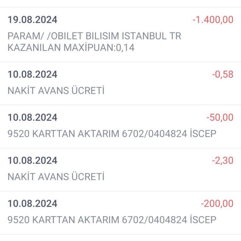 Özay Turizm İki Defa Çekim Yapılmış Kredi Kartımdan