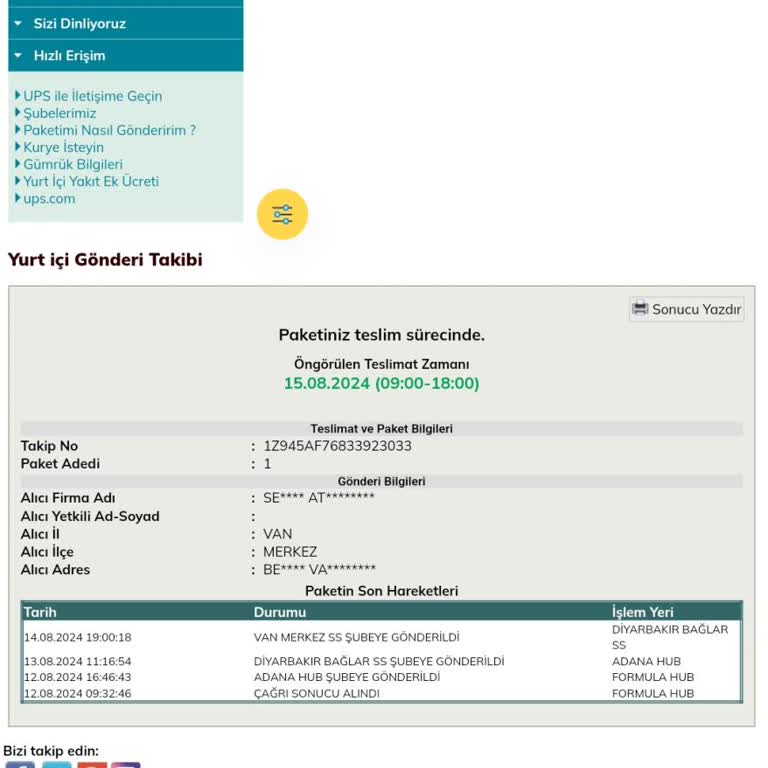 UPS Türkiye Ve Vodafone Yanımda Ürün Teslimat Sorunu