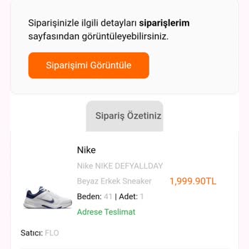 FLO Ayakkabı FLO Yanlış Gelen Sipariş 41 Erkek Spor Ayakkabı Yerine 37 Kadın 15 Cm