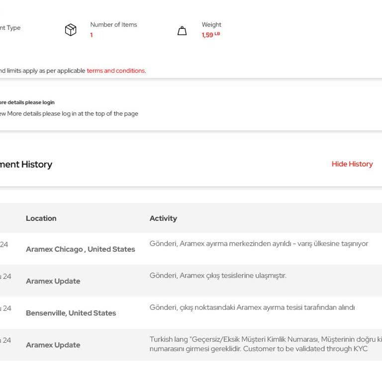 Amazon Aramex Kargonun Kargo Getirememesi