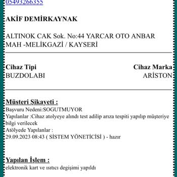 Ariston Hotpoint Buzdolabı Servis Hizmeti Sorunu