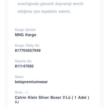 Beta Premium Wear 499 TL Sipariş Eksik Yolladı. WP+telefon Cevap Vermiyor.