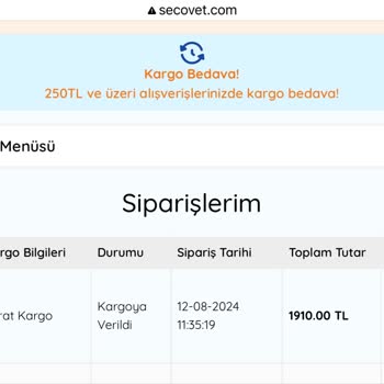 SecoVet Kargo Teslimatı Ve Müşteri Hizmetleri Sorunu