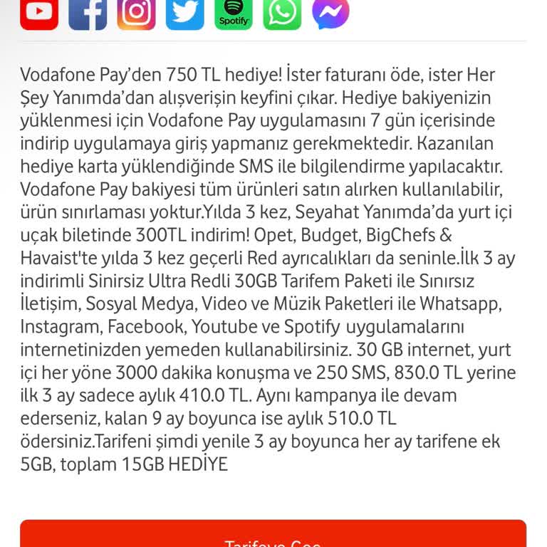 Vodafone Pay Hediye 750 TL