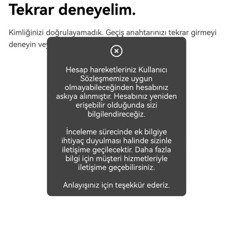 OKX Tr Hesabım Askıya Alındı