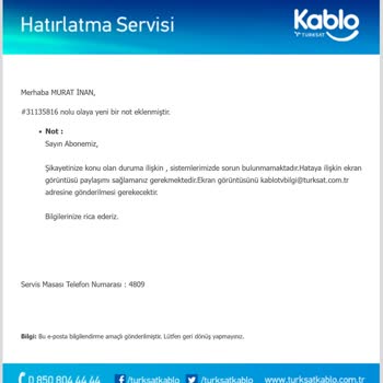 Kablo TV TÜRKSAT Kablo Net Haksız Yere İcra İşlemi