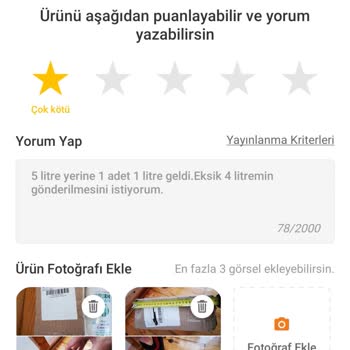 Trendyol Değerlendirmenin Reddedilmesi. (Eksik Ürün Gönderimi)