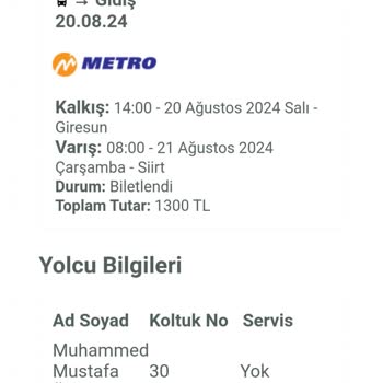 Metro Turizm Yanlış Bilet Kesimi Ve Müşteri Hizmetleri İlgisizliği
