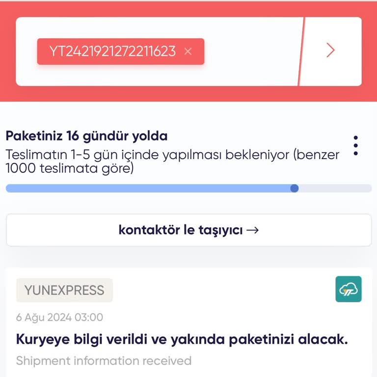 Yunexpress Takip Bilgilerim Güncellenmedi