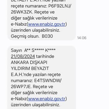Alo 184 Sağlık Bakanlığı İletişim Merkezi E-nabız'dan Bana Ait Olmayan Mesaj Geldi