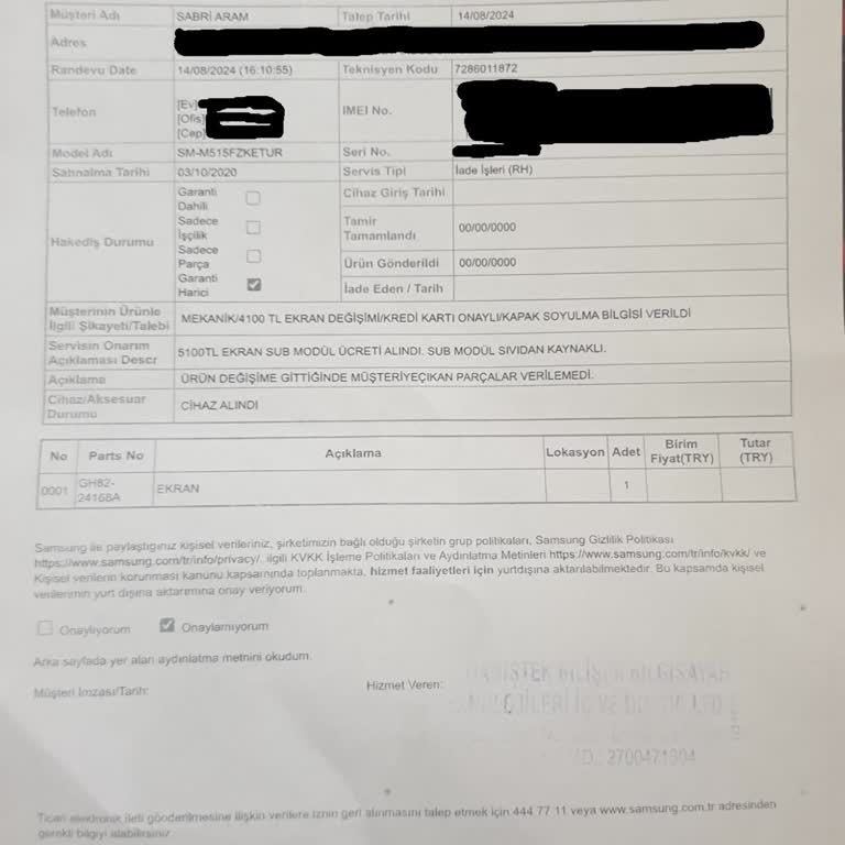 Samsung M51 Telefon Mağduriyeti