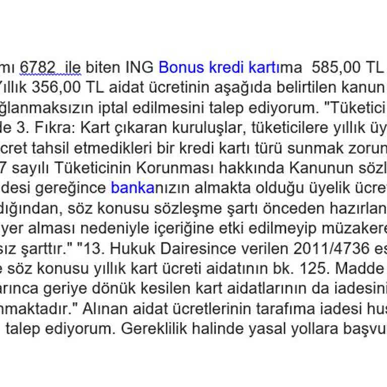 ING Bank Kart Ücretini İade Etmiyor