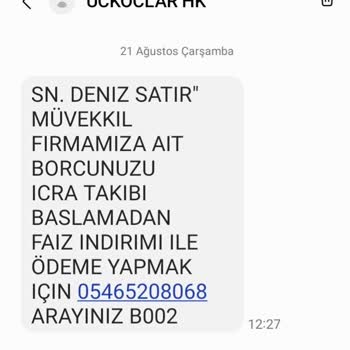UCKOCLAR HK (SMS) Haksız İcra Takibi Ve Kişisel Veri İhlali Şikayeti