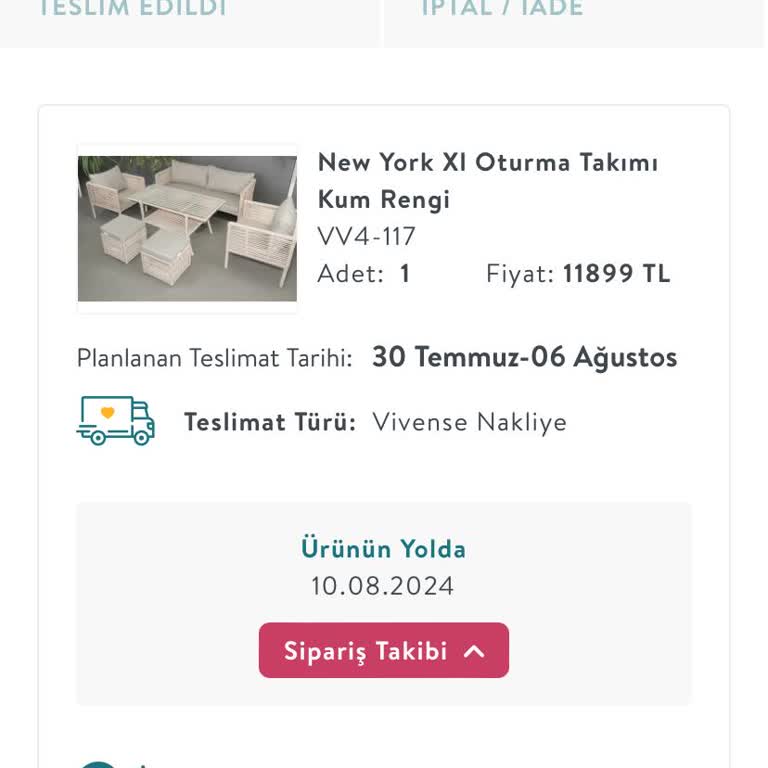 Vivense.com'un 1 Ayda Ürün Teslim Etmemesi