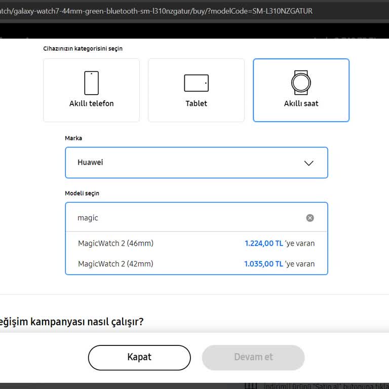Samsung Saat Takas Modellerini Kabul Etmiyor.