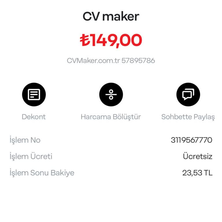 CV Maker Para Çekmiş