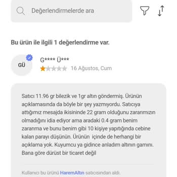 Hepsiburada Harem Altın Yanlış Ve Eksik Ürün Gönderdi