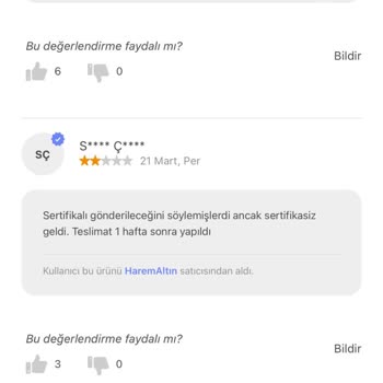 Hepsiburada Harem Altın Yanlış Ve Eksik Ürün Gönderdi
