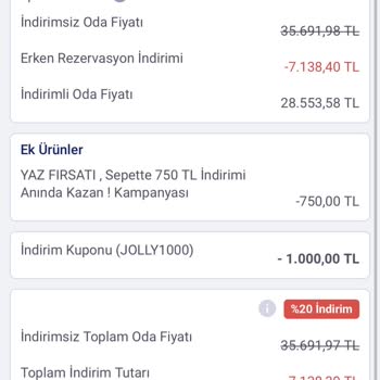 Jolly Tur Jolly'den Tuttuğum Otelin Fiyatı Düştü Aradaki Farklı İade Etmiyor.
