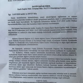 Akdeniz Elektrik Dağıtım Elektrik Kesintisi Ve Yüksek Gerilim Mağduriyeti
