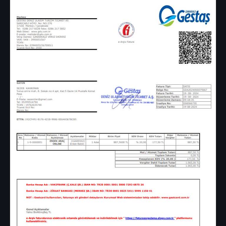 Gestaş Deniz Ulaşım Ücret İadesi Yapılmasını Talep Ediyorum