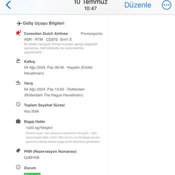 Corendon Airlines Flight Delay and Rescheduled Return Ticket