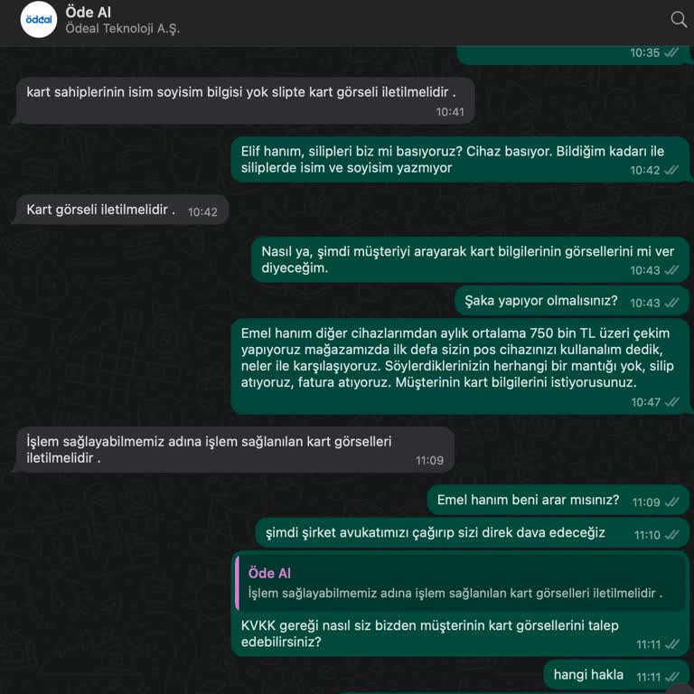 Ödeal Müşterimizin Kredi Kartı Bilgilerini Talep Etti