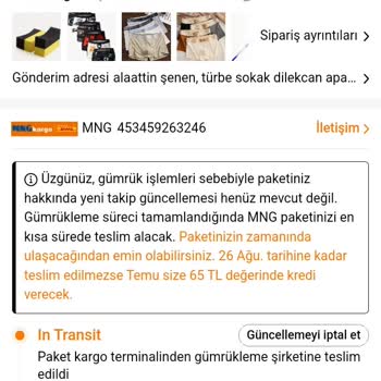 Temu Kargom Yaklaşık 1 Aydır Gelmiyor