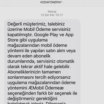 Vodafone Pay Apple Hizmeti Adı Altında Onaysız Alınan Ücret.