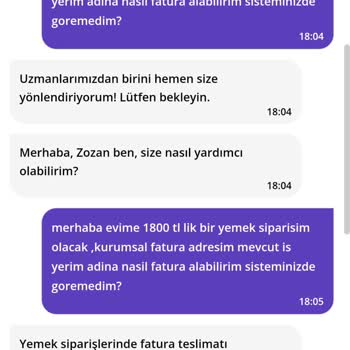 Getir Canlı Destek Uzmanı Fatura Bilgisizliği, İletişimsizliği