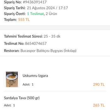 Bucaspor Balık Siparişi Sonrası Sağlık Sorunları Yaşadım