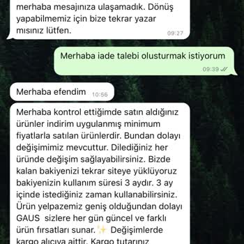 Gaus Tekstilde İade Kabul Edilmemesi