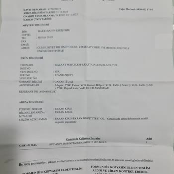 Samsung Saatim Serviste Kırıldı Ve Tamir İçin Ücret İsteniyor