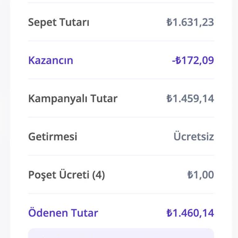 Getir Büyük Sepet Tutarı İle Tahsis Edilen Ücret Tutarsızlığı