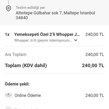Yemeksepeti Teslim Edilmeyen Ürün!