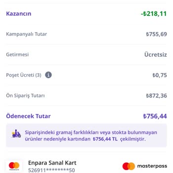 Getir Kredi Kartından Fazla Para Çekmesi
