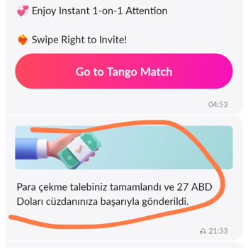 Tango Live Hesaba Para Geçmedi