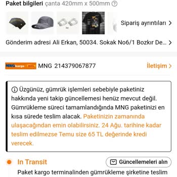 Temu MNG Kargo Gümrük Sorunu Günlerdir Gümrükten Geçmiyor