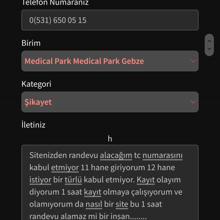 Medical Park Sitesinin Randevu Alamıyorum