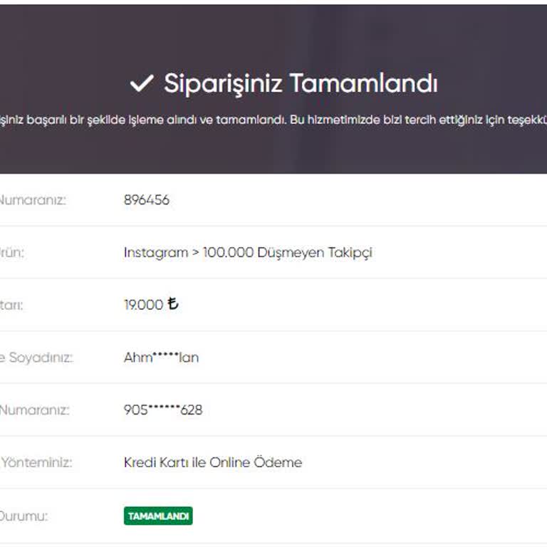 Takipçi Budur 100K Sipariş Tamamlandı, Sonrası Telafi İstiyorum
