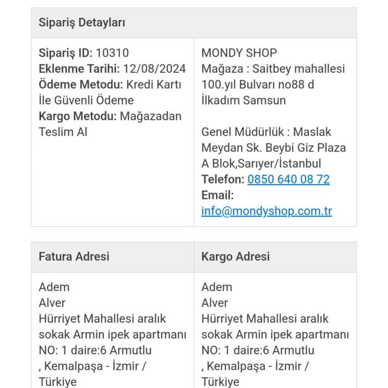 Mondy Shop Sorumsuzluk, Firmaya Ulaşılmıyor.