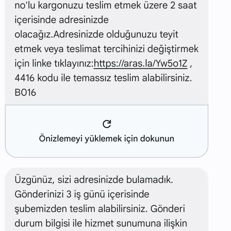Aras Kargo Kargo Teslimatı Yapılmaması Ve Evde Bulamadık Demesi