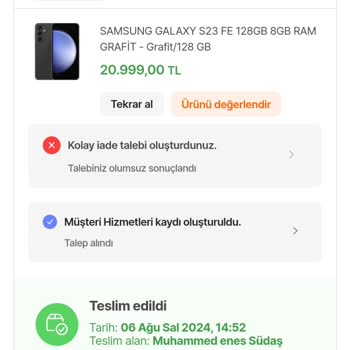 Hepsiburada Gönderilen İadeyi Kaybetti