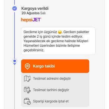 hepsiJET Gecikme Sebebiyle Yaşadığım Mağduriyet