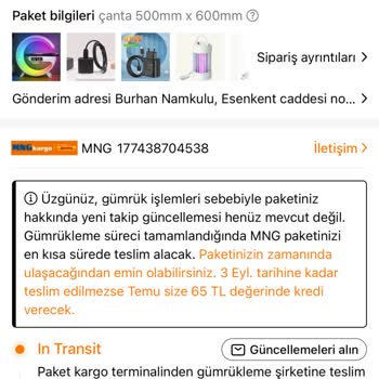 İstanbul Gümrük Müdürlüğü Temu Alışverişi Ürünüm Elime Ulaşmadı