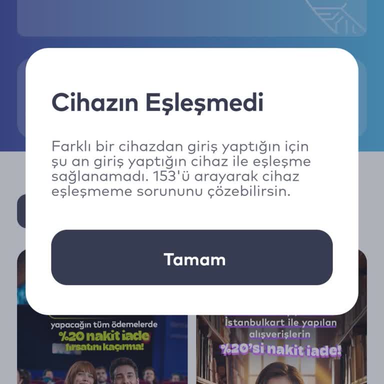 BELBİM (İstanbulkart) Cihaz Eşleşmeme Durumu