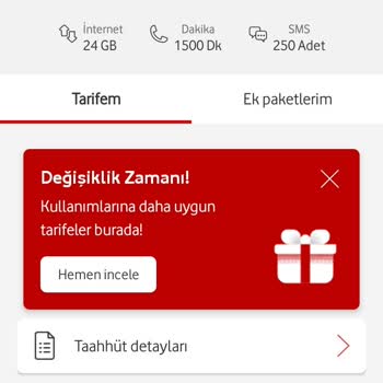 Vodafone Fatura ve Paket İçeriği Sorunu